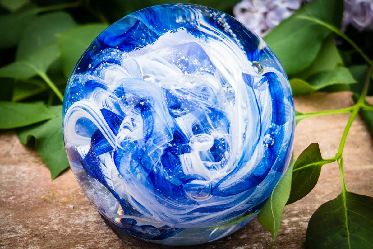 Cotton Candy Orb with Ash in Glass