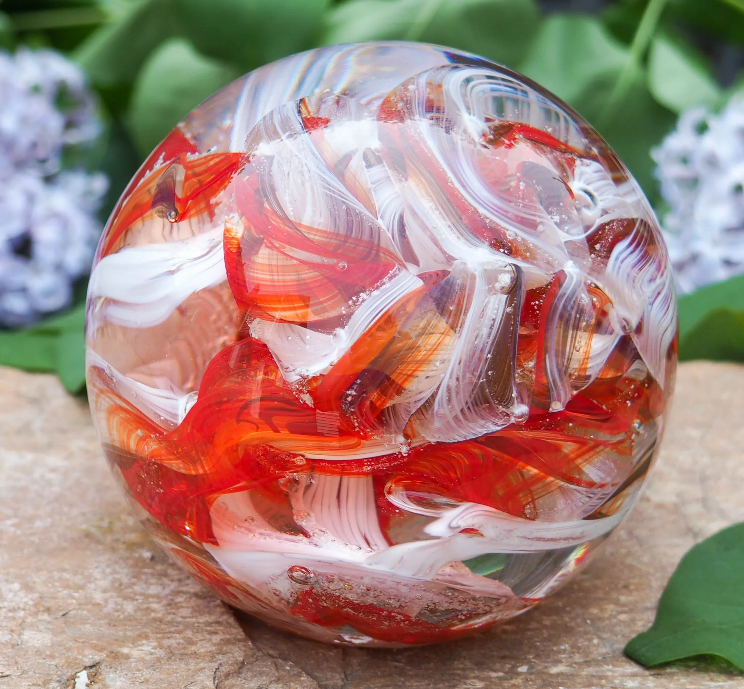 Cotton Candy Orb with Ash in Glass