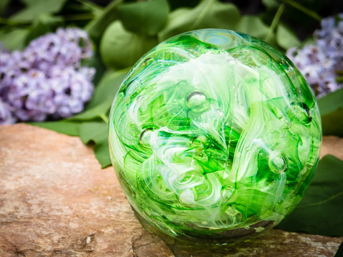 Cotton Candy Orb with Ash in Glass