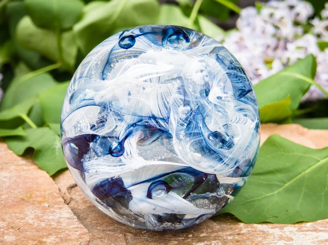 Cotton Candy Orb with Ash in Glass