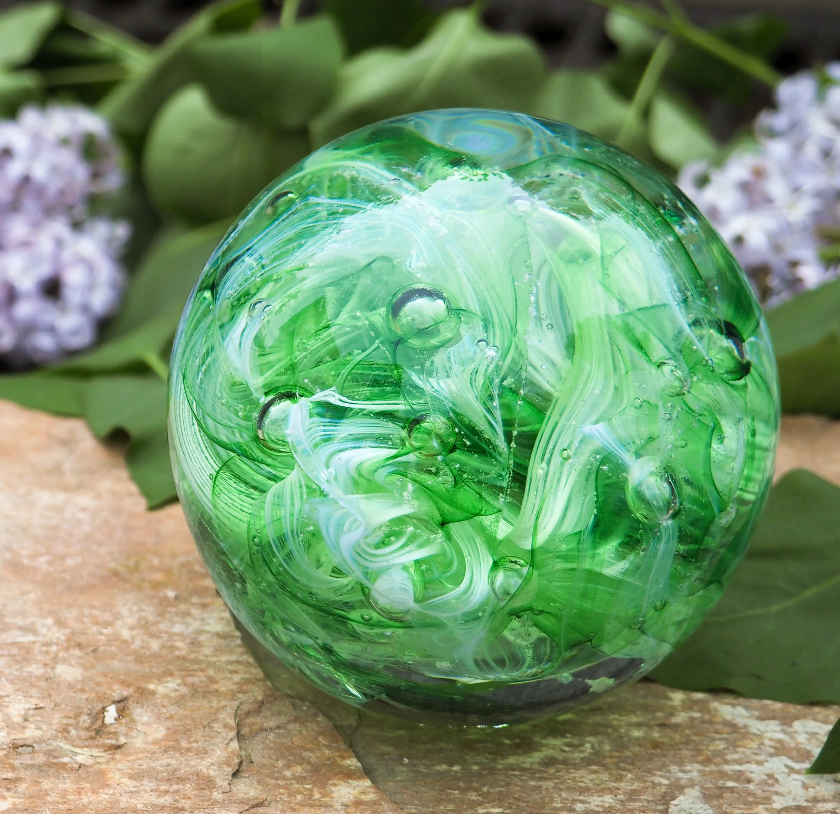 Cotton Candy Orb with Ash in Glass