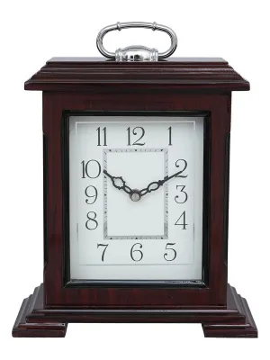 CRAFT SMITH Decorative Rosewood Colour Wooden Analog English Numbers Rectangular Table Clock for Office Desk Home Living Study Room Gifts (Size: 22 x 10 x 28 CM | Weight: 1510 Gram)