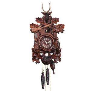 Cuckoo Clock - 8-Day Hunting Style with Rabbit and Bird - Engstler