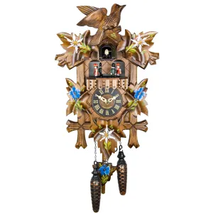 Cuckoo Clock - Quartz with Painted Edelweiss and Gentian - Engstler