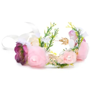 David Tutera™ Artificial Bridal Flower Crown w/Pink, Purple & Green Flowers