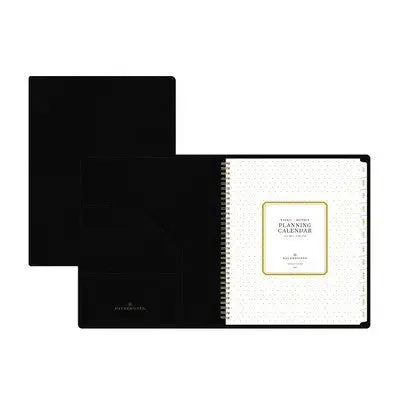 Day Designer 2023-24 Academic Refillable Planner Faux Leather Hard Cover 8.5"x11" Weekly/Monthly Wirebound Black