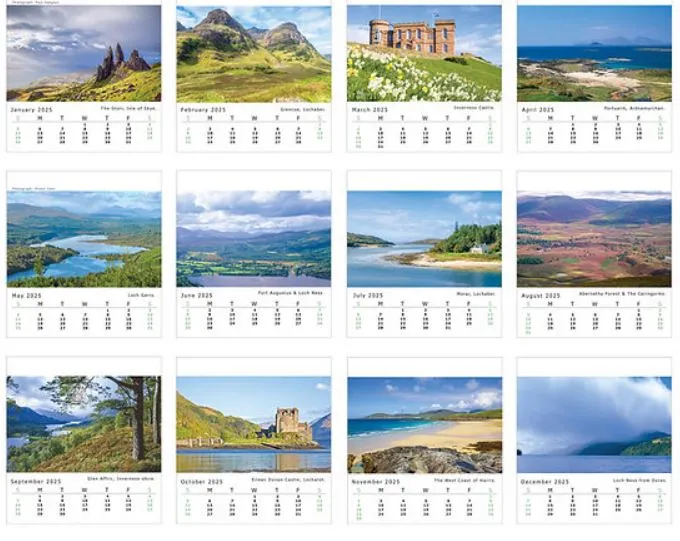 desk calendar Inverness Shire 2025