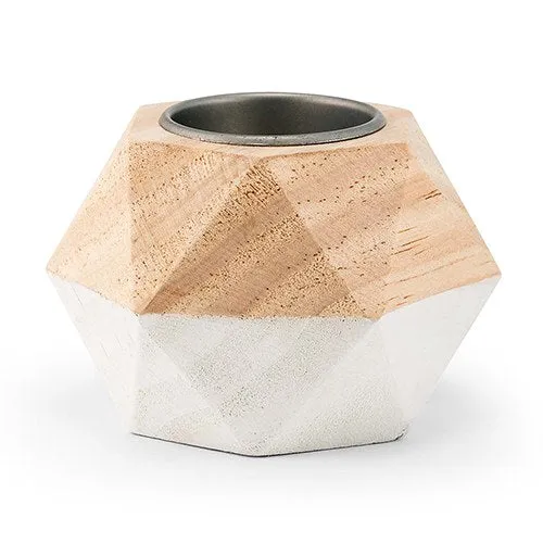 Dipped Wooden Geometric Tealight Holder (Pack of 4)