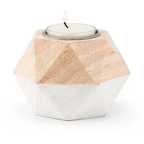 Dipped Wooden Geometric Tealight Holder (Pack of 4)