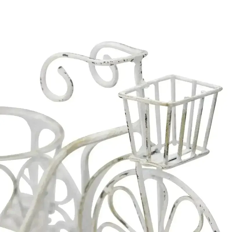 Distressed White Small Bicycle Planter