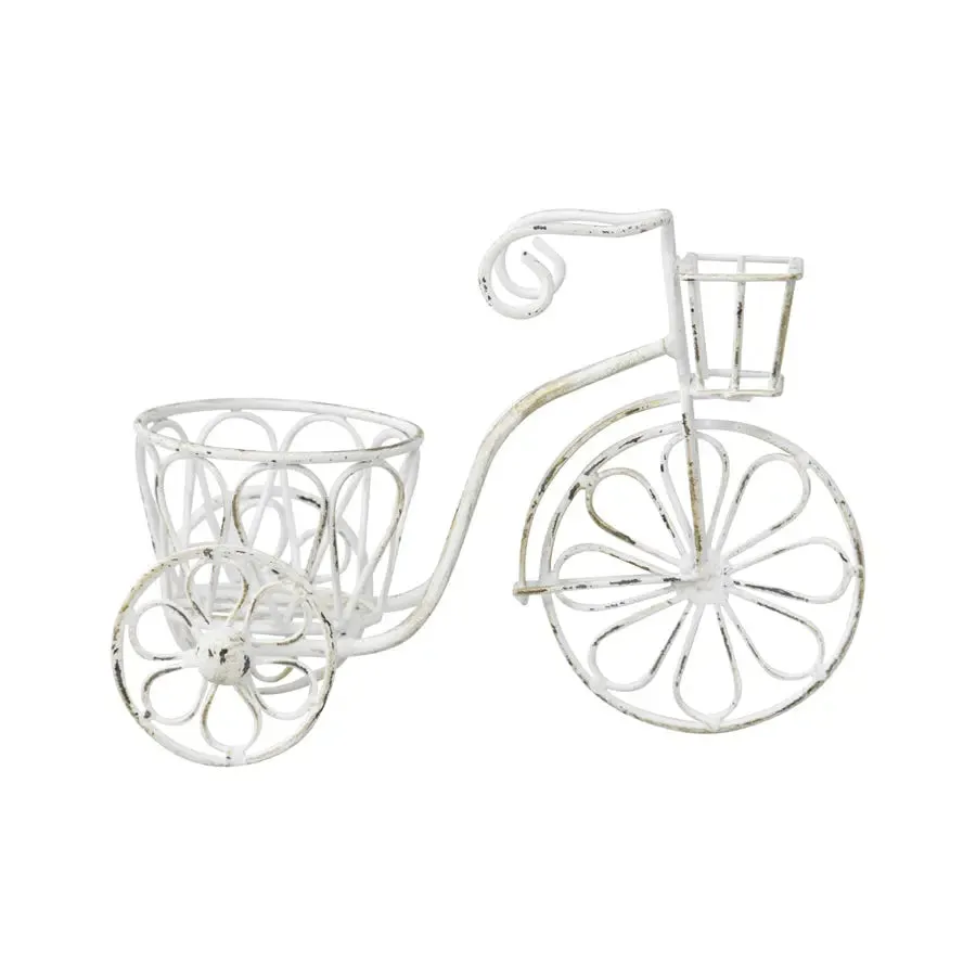 Distressed White Small Bicycle Planter