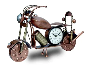 Ejunction Antique Table Top Metal Bullet Bike Showpiece with 4 inch Dial Clock for Home/Office/Café/Hotel/Restaurant etc (LxBxH 50cmx10cmx29cm) (Copper)