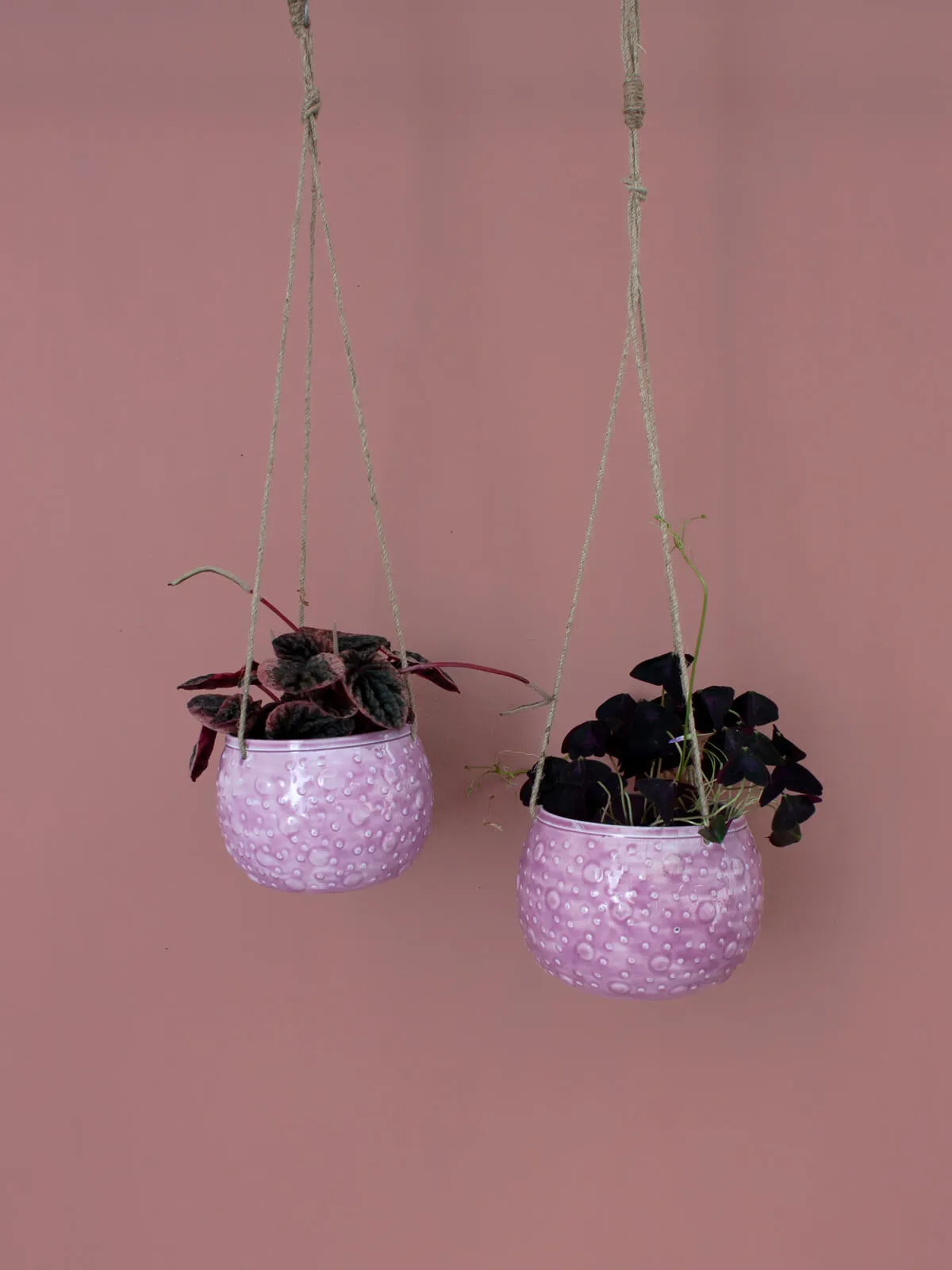 Enamel Hanging Planter, Lilac