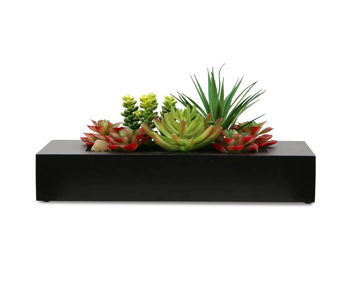 Environmental Faux Succulents in Large Rectangular Planter