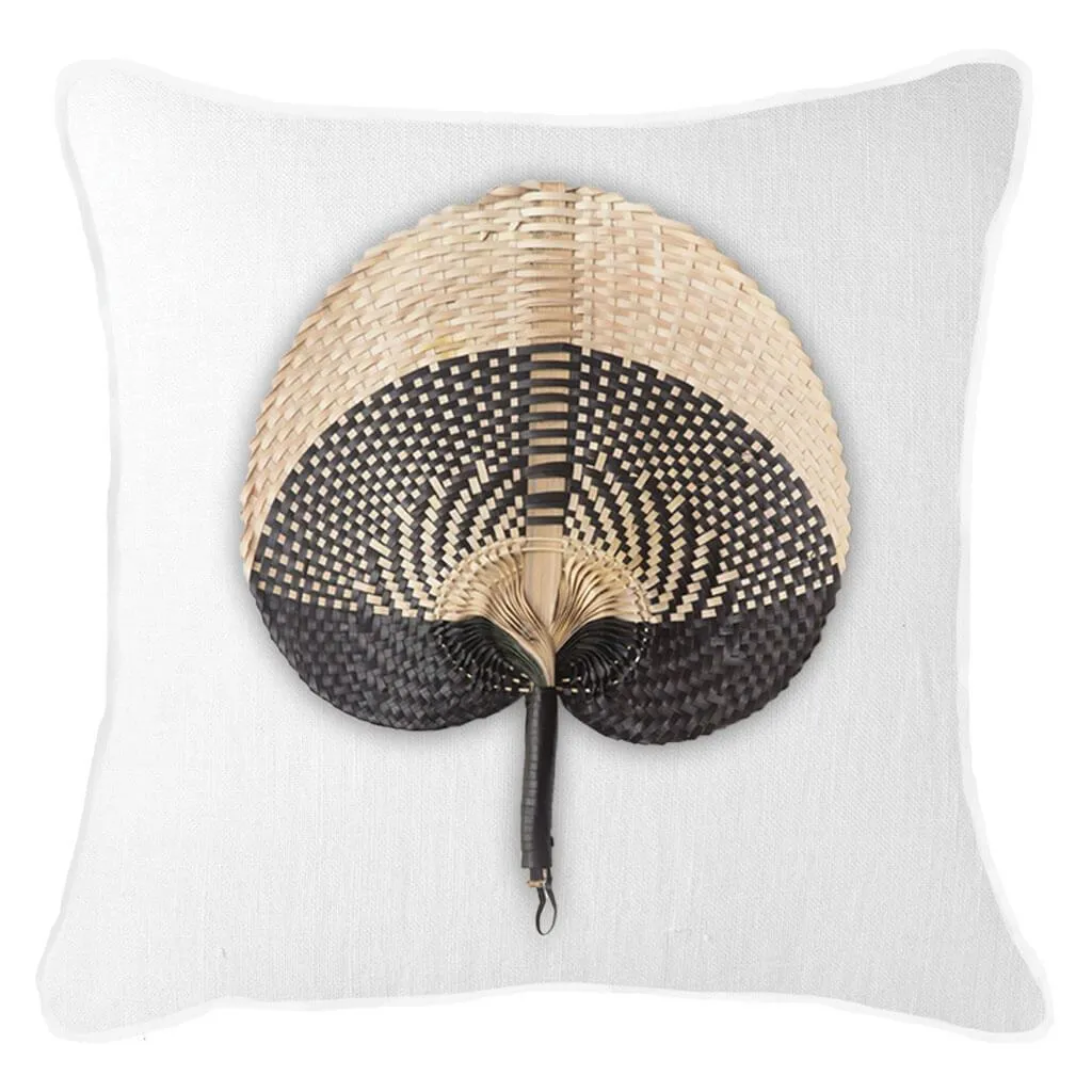 Fan Black on White Lounge Cushion 55 x 55 cm