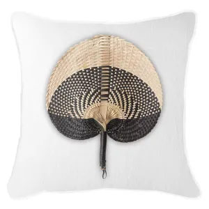 Fan Black on White Lounge Cushion 55 x 55 cm