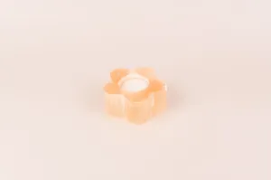 Flower Orange Selenite Candle Holder