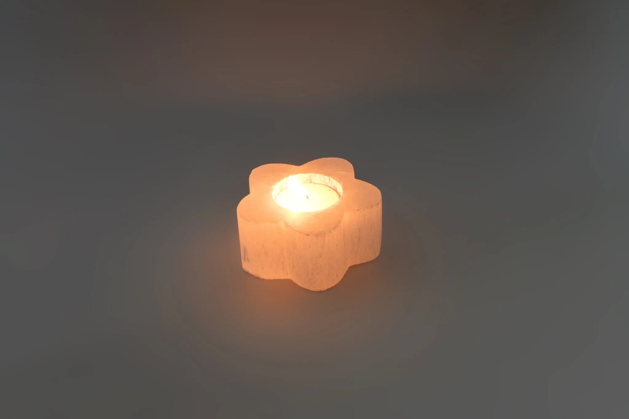 Flower Selenite Candle Holder