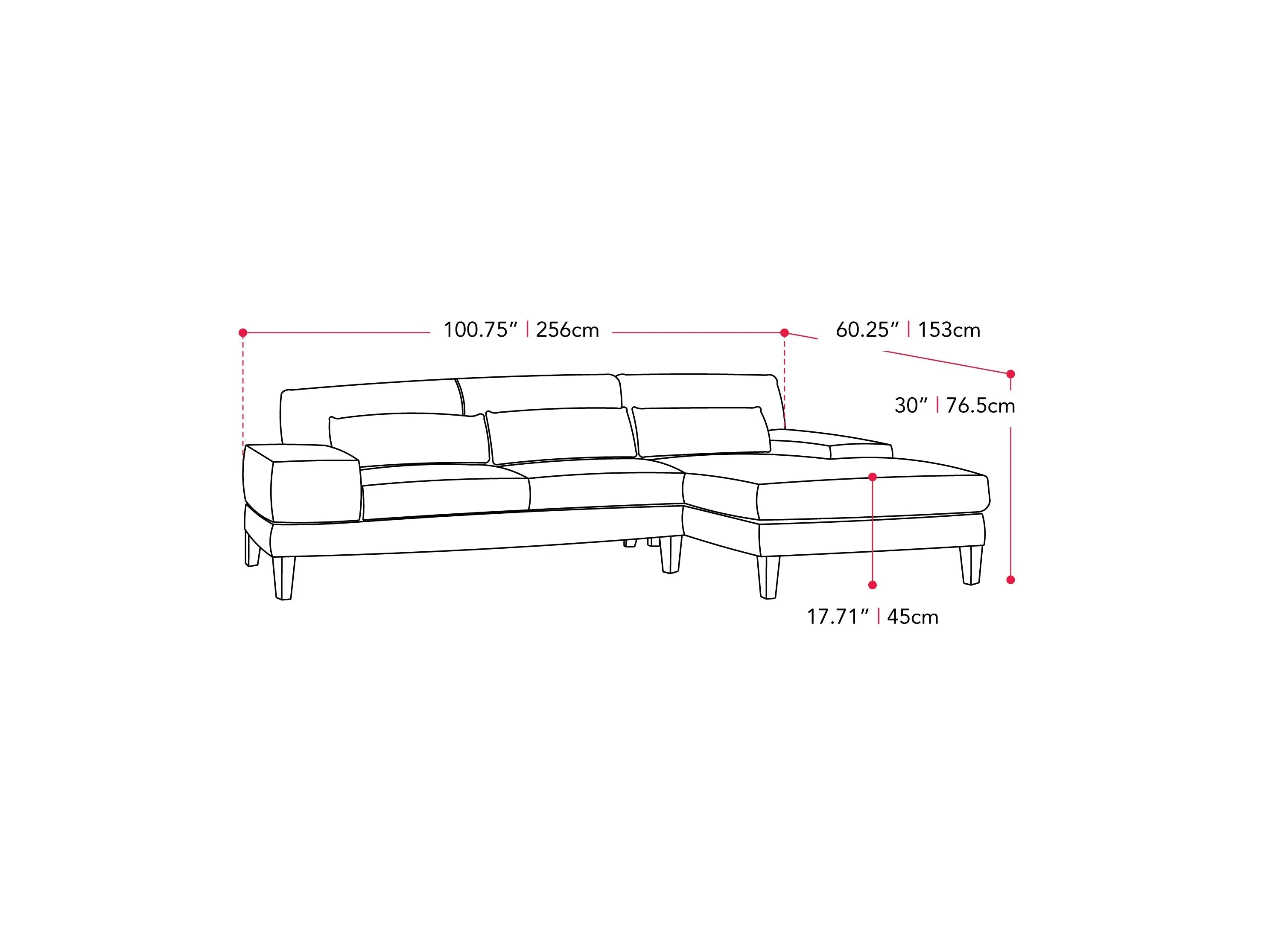 Grey Modern Right Facing Sectional Sofa