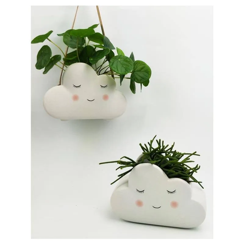 Hanging Cloud Planter - White