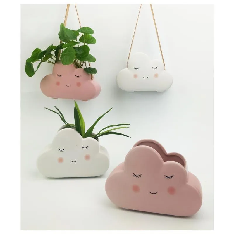 Hanging Cloud Planter - White