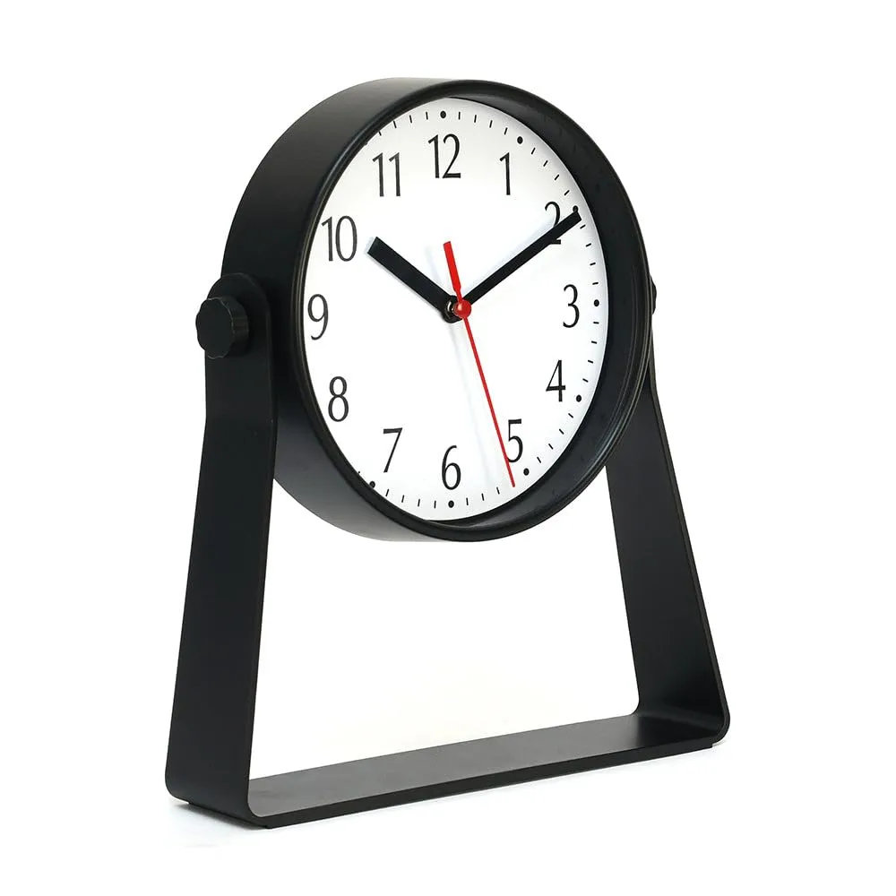 @home by Nilkamal Sleek Stand Antique Table Clock for Office Decoration, Gifting Table Decor | Black | 23 X 5 X 20 Cm