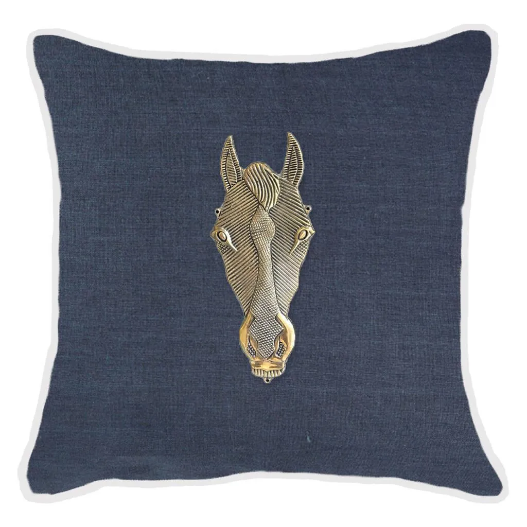 Horse Head Navy Lounge 55cm x 55cm