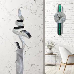 Infinite Orbit Clock Silver  & Green