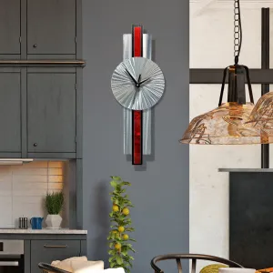 Infinite Orbit Clock Silver & Red