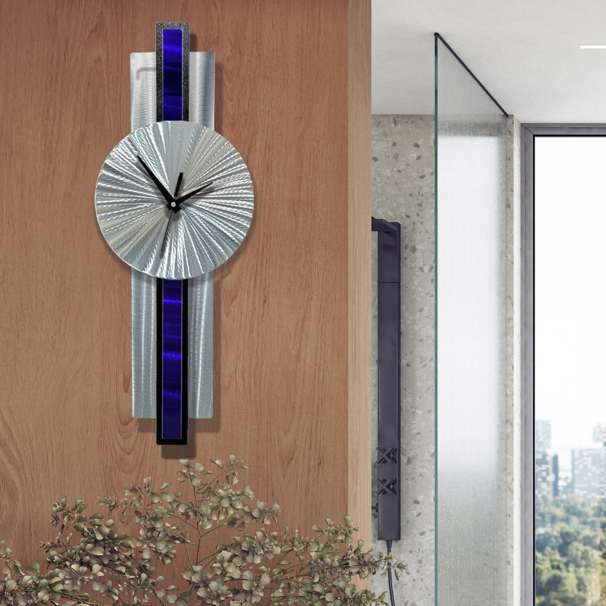 Infinite Orbit Clock Silver & Royal Blue