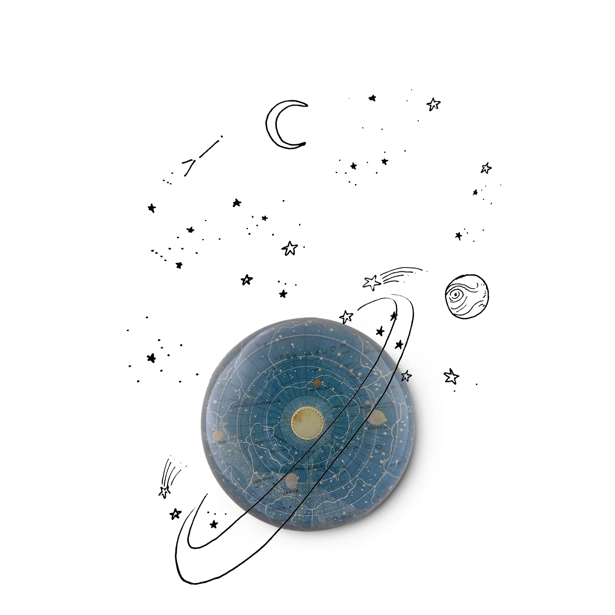 John Derian Blue Universe Paperweight, 9cm