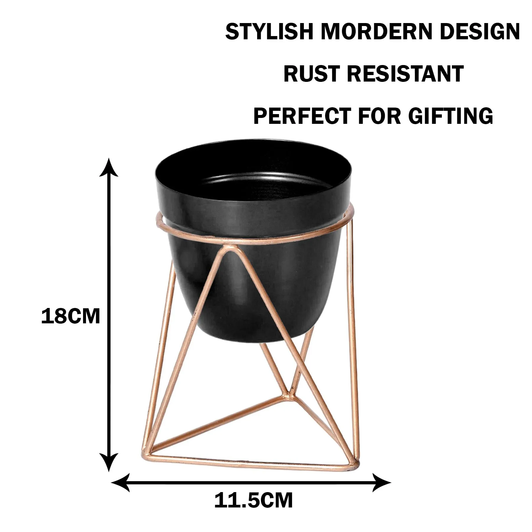 Kuber Industries Planter | Planter Pot Stand for Outdoor | Planter Stand for Garden | Plant Stand for Home | Gamla Stand for Home | Metal Indoor Pots with Drainage Hole | Set of 1 | Black