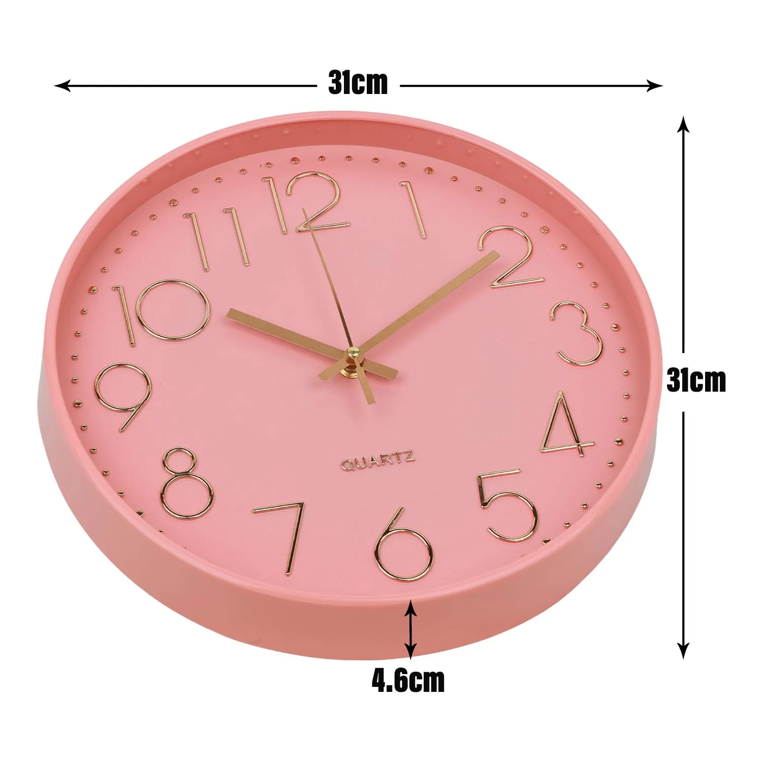 Kuber Industries Wall Clock | Fancy Watch Wall Clocks | Office Wall Clock | Clock for Living Room | Clock for Bedroom | Clock for Hall | Machinery-Quartz | 12 Inch | E-Light Powder Color