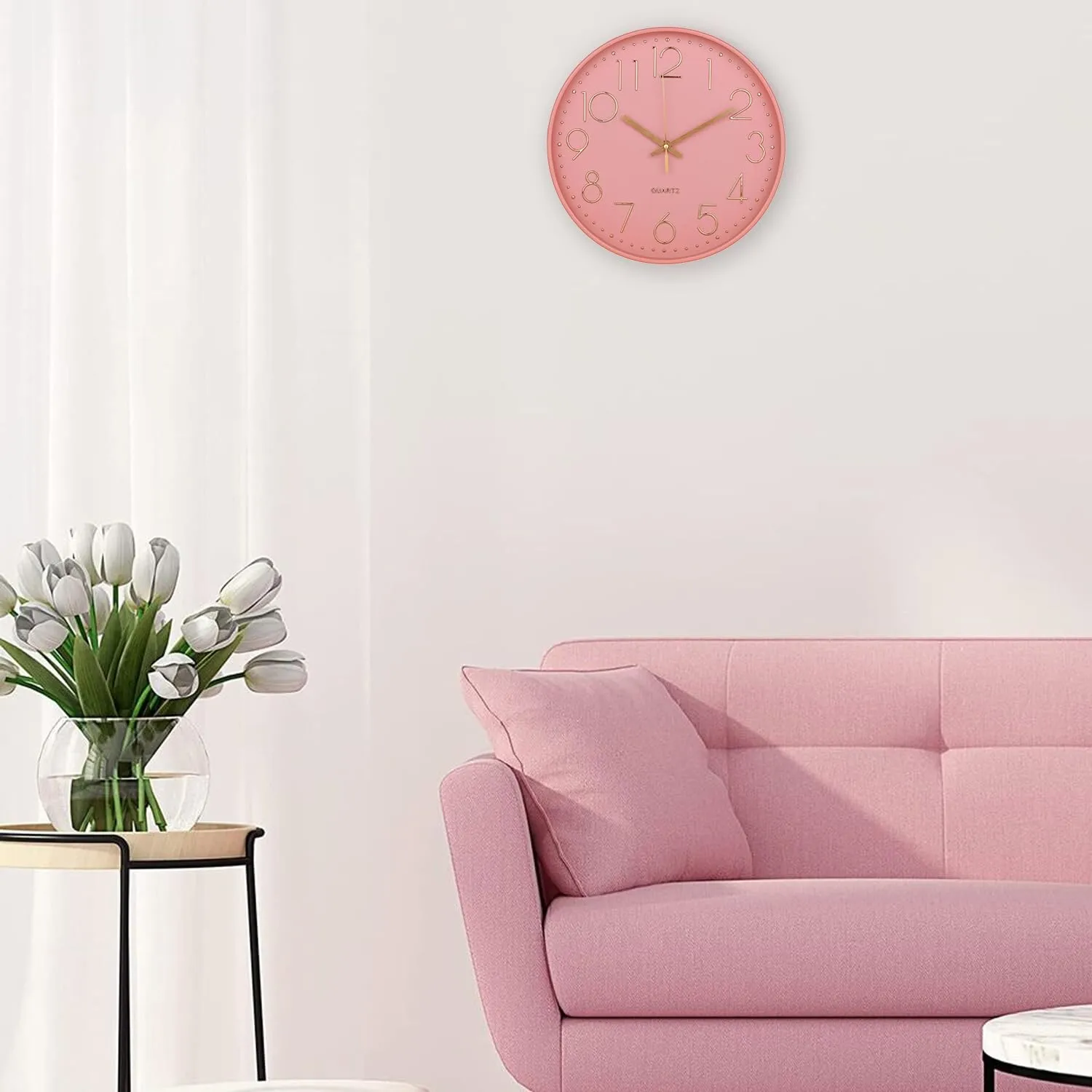 Kuber Industries Wall Clock | Fancy Watch Wall Clocks | Office Wall Clock | Clock for Living Room | Clock for Bedroom | Clock for Hall | Machinery-Quartz | 12 Inch | E-Light Powder Color