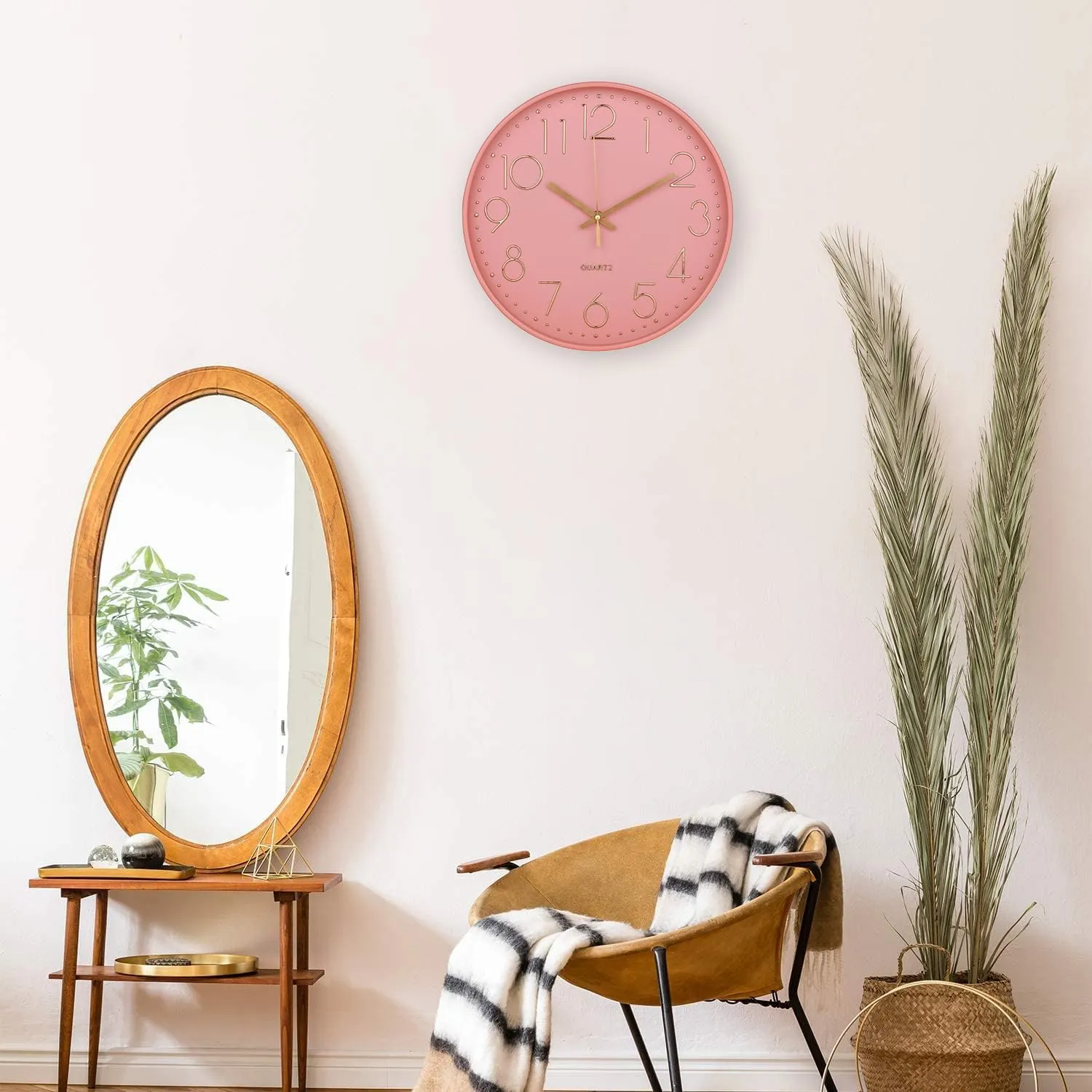 Kuber Industries Wall Clock | Fancy Watch Wall Clocks | Office Wall Clock | Clock for Living Room | Clock for Bedroom | Clock for Hall | Machinery-Quartz | 12 Inch | E-Light Powder Color