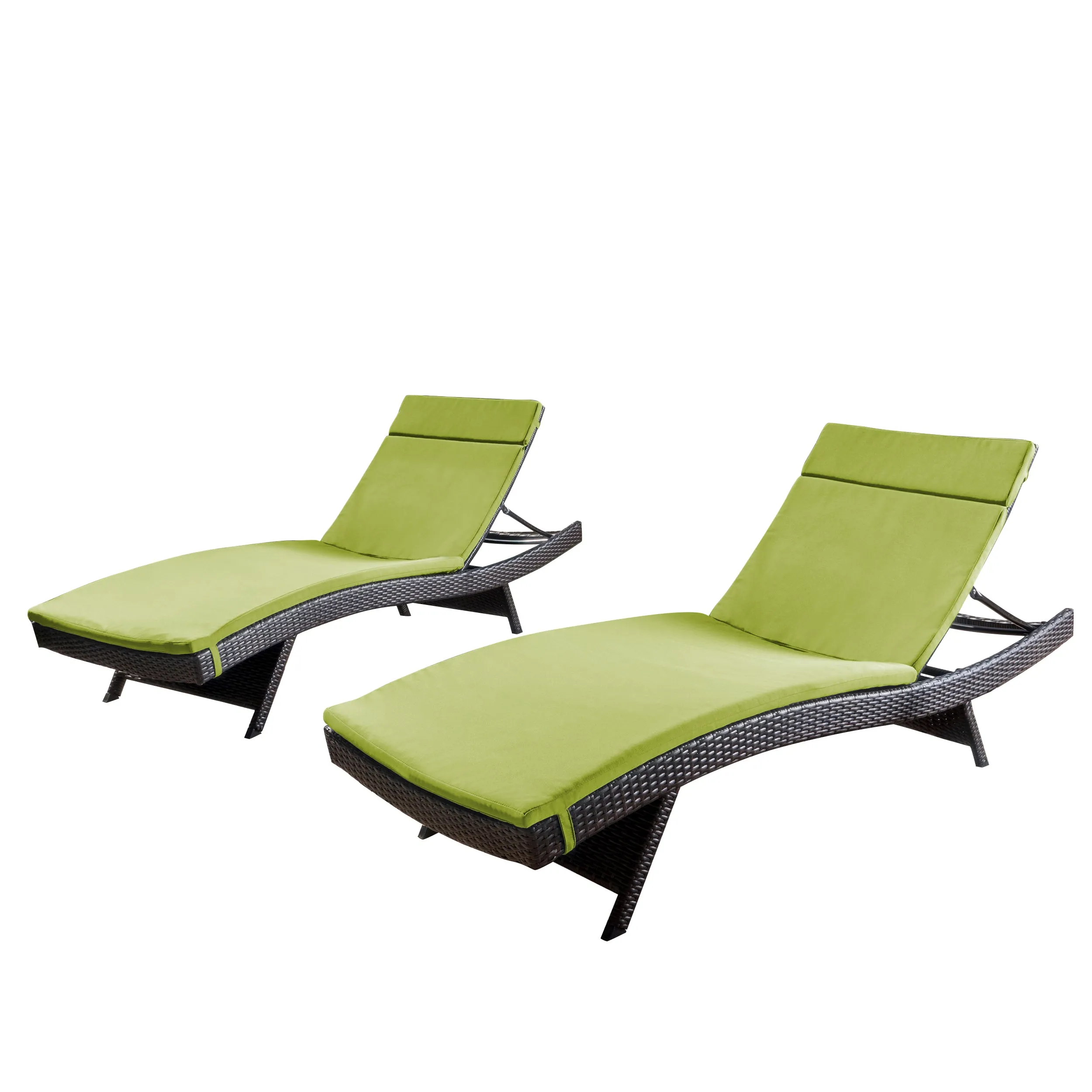 Lakeport Outdoor Adjustable Chaise Lounge Chairs w/ Cushions (set of 2)