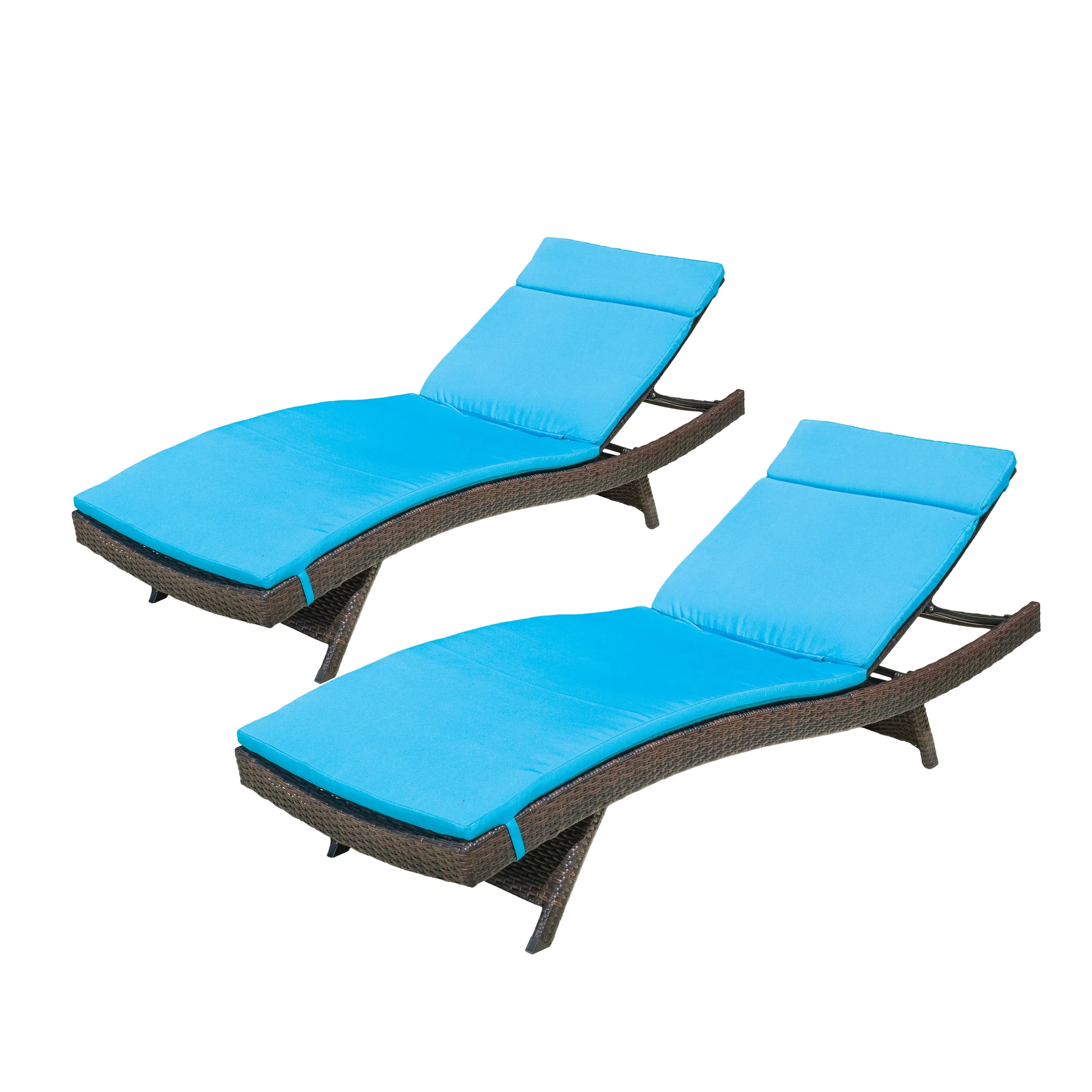 Lakeport Outdoor Adjustable Chaise Lounge Chairs w/ Cushions (set of 2)