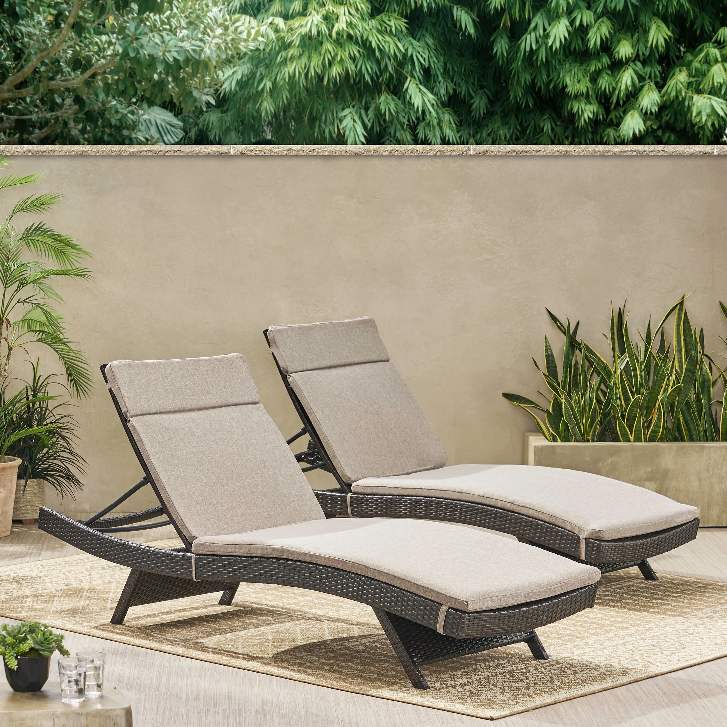 Lakeport Outdoor Adjustable Chaise Lounge Chairs w/ Cushions (set of 2)