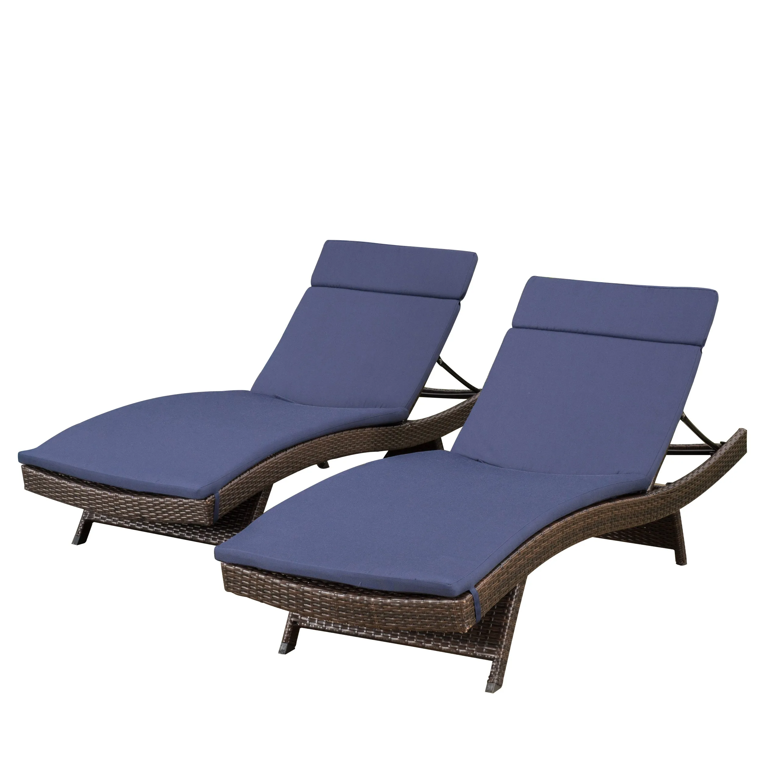 Lakeport Outdoor Adjustable Chaise Lounge Chairs w/ Cushions (set of 2)