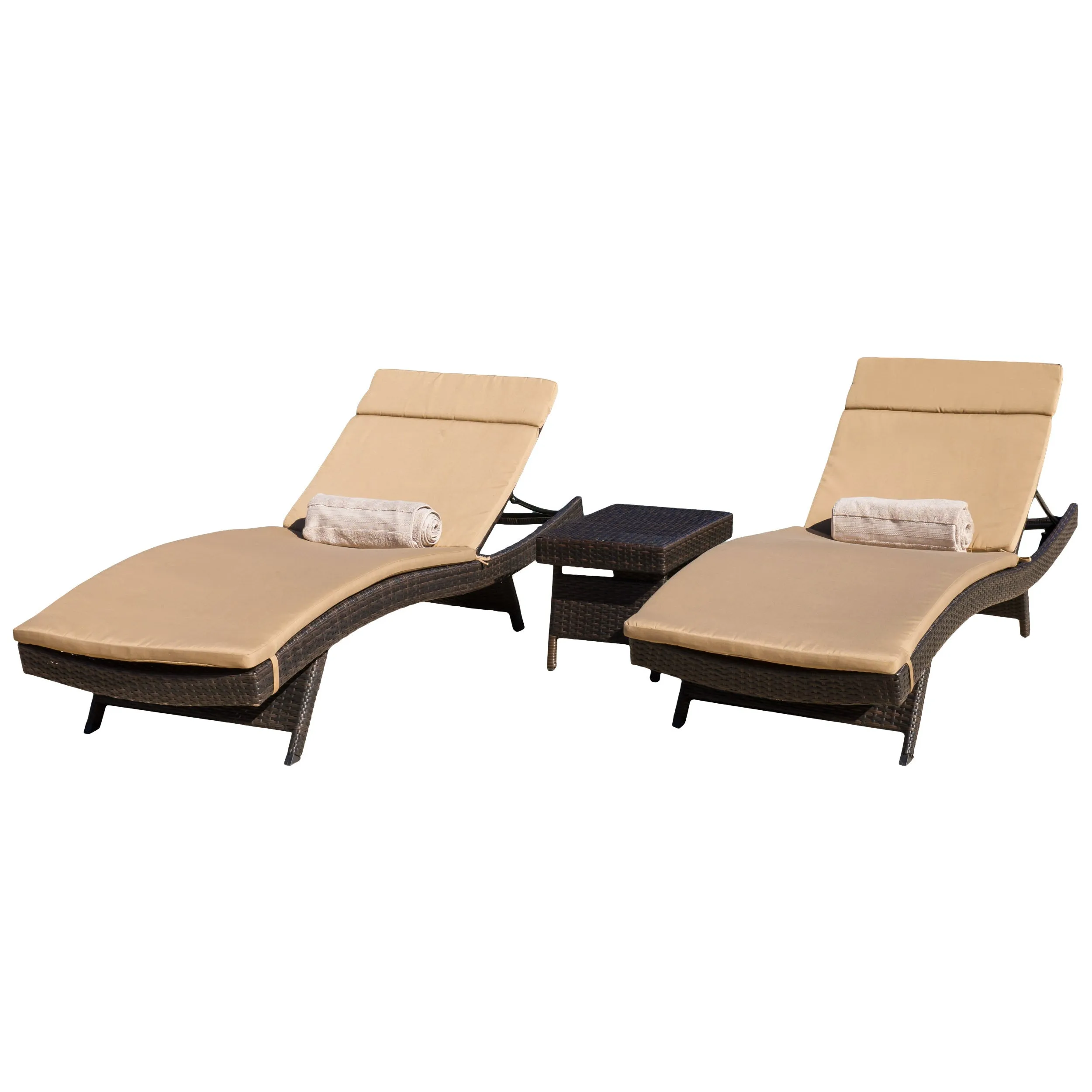 Lakeport Outdoor Adjustable Chaise Lounge Chairs w/ Cushions (set of 2)