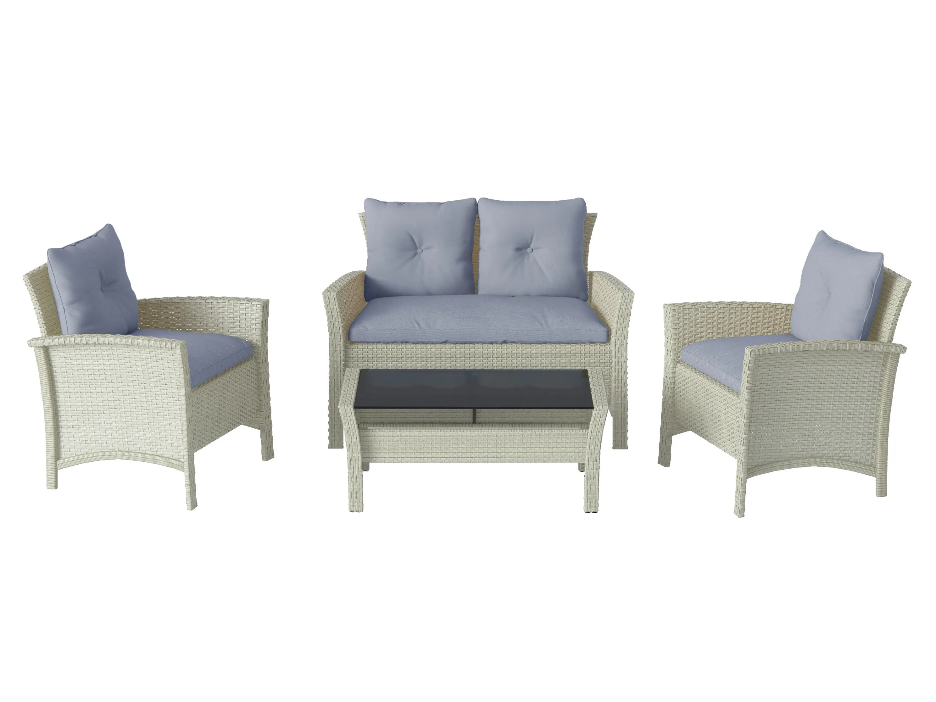 Light Blue 4 Piece Wicker Patio Set