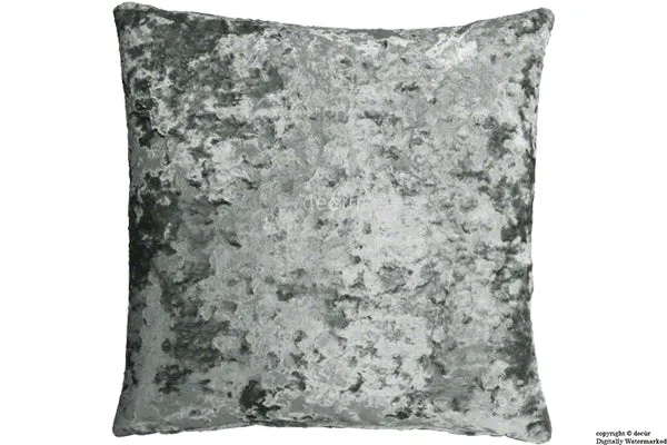 London Crushed Velvet Cushion - Flint