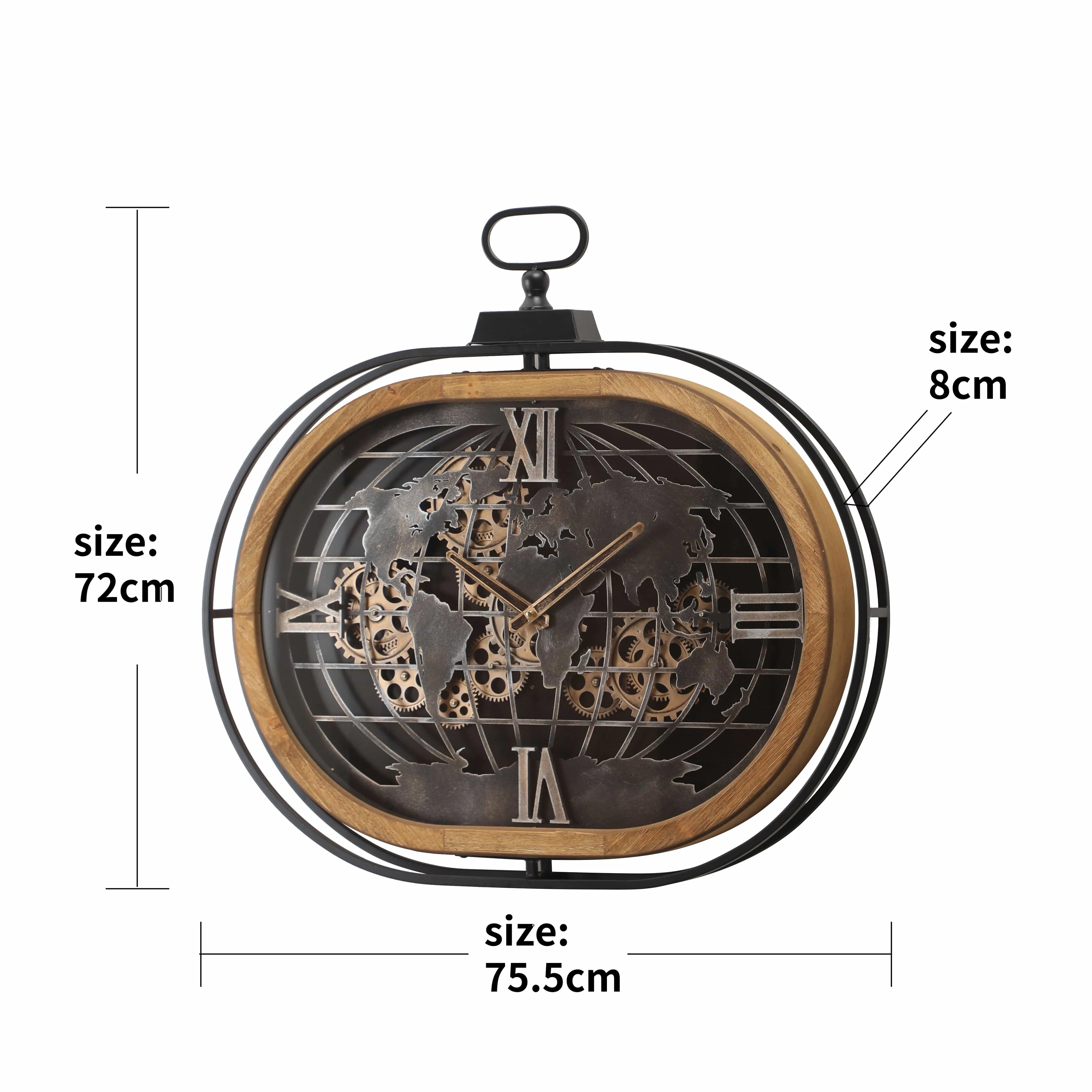 Marco Polo Oval  Moving Cogs Wall Clock