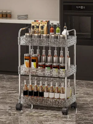 MULTIPLE LAYERS ACRYLIC MADE STORAGE CART WITH WHEELS