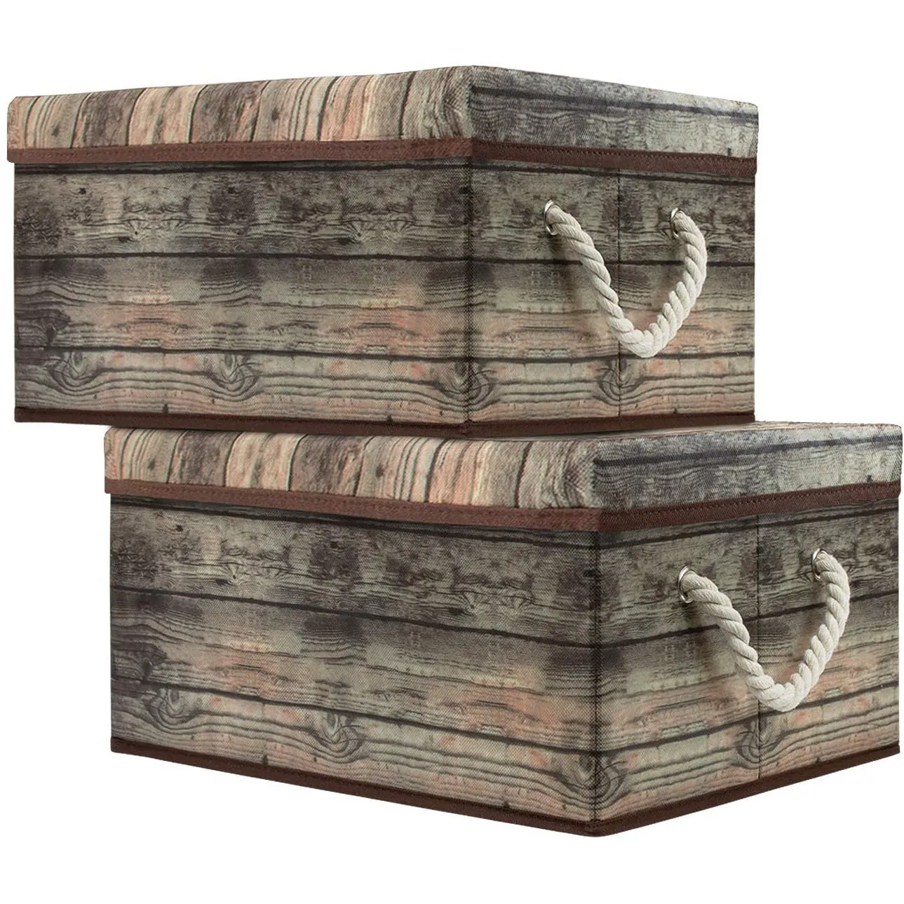 Pattern Storage Box (2 Pack Rustic Wood)