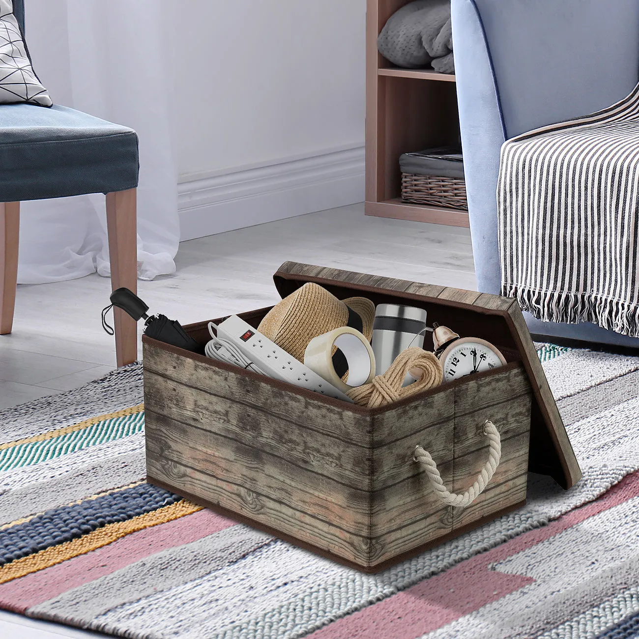 Pattern Storage Box (2 Pack Rustic Wood)