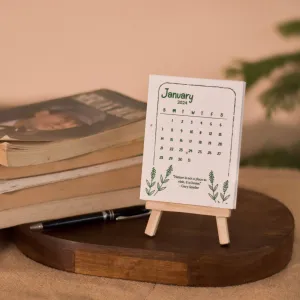 Plantable Seed Paper Calendar 2024 with Wooden Easel Stand