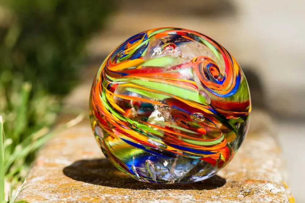 Rainbow Confetti Orb with Cremation Ashes