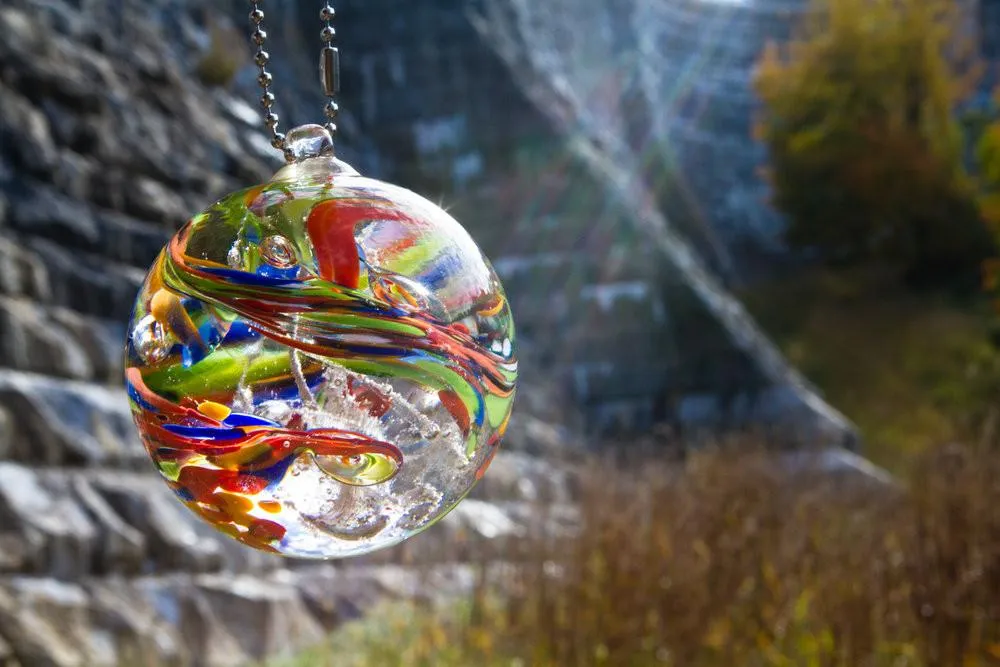 Rainbow Confetti Orb with Cremation Ashes