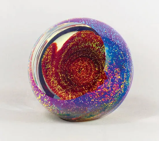 Red Fireball Blown Glass Paperweight by Glass Eye Studio